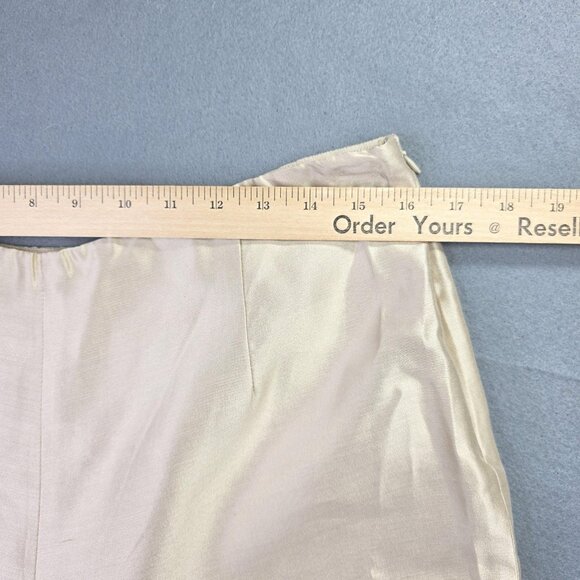 Talbots Pants Women 14 Beige Pure Silk Lined Side Zip Dress Slack Taper Leg Chic - Picture 8 of 12